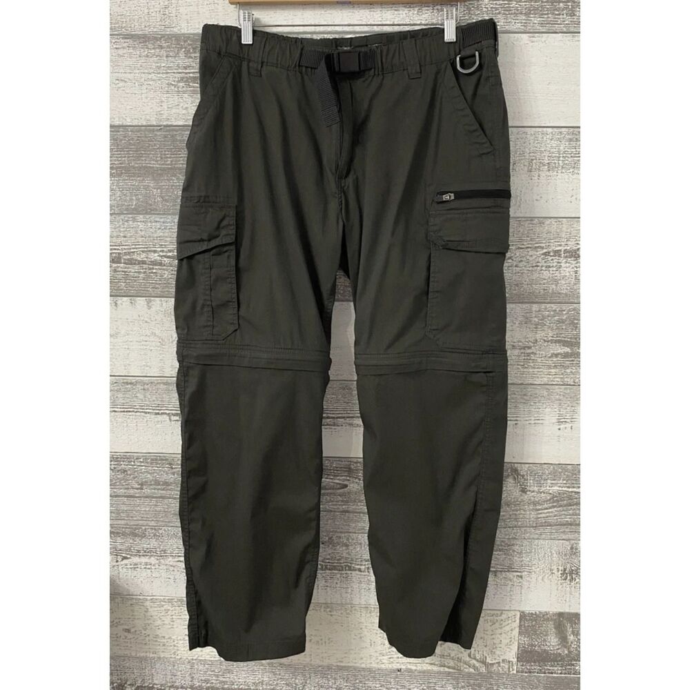 BC Clothing Convertible Cargo Pants Men's 30 XL (Fit 36x29) Green Zip Off Shorts
